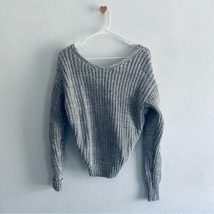 Melrose and Market gray cross back knit sweater